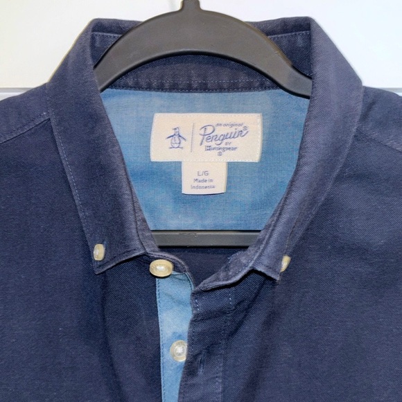 Original Penguin Classic Fit Button Down Cotton Shirt, men Short Sleeve, Size L - Picture 4 of 6